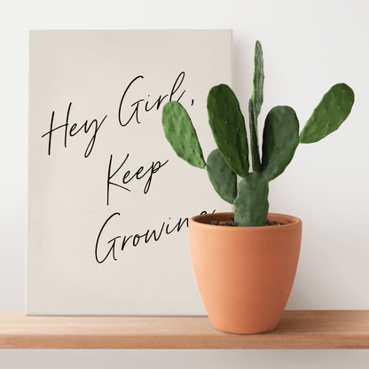 Hey Girl, Keep Growing: Motivational Canvas Artwork for the Workspace