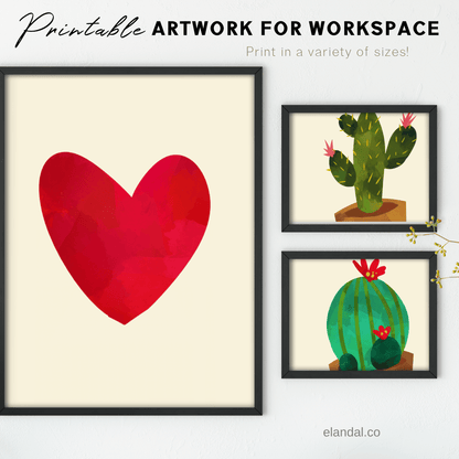 Printable Cactus Wall Art Boho Home Office Decor for Cacti Lovers Set of Three