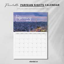 Load image into Gallery viewer, 2024 Printable Parisian Sights Paris Photo Calendar