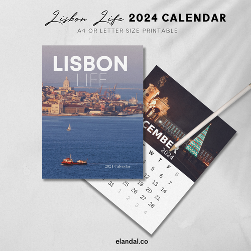 2024 Printable Lisbon Portugal Vertical Photo Calendar