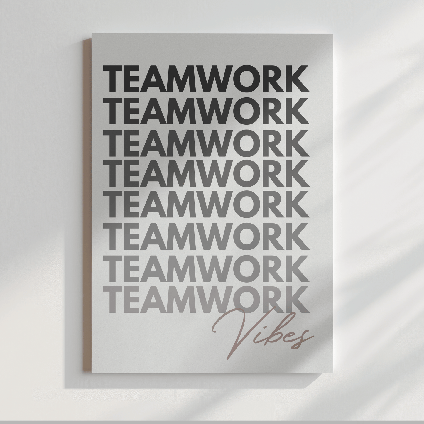 Lienzo con impresiones de Teamwork Vibes para oficinas, cubículos y salas de reuniones
