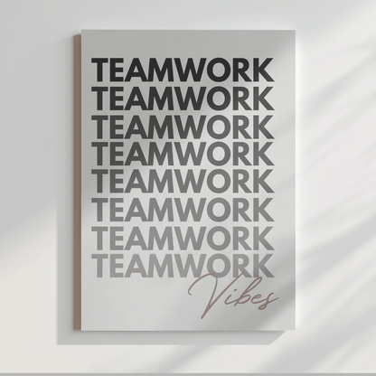 Lienzo con impresiones de Teamwork Vibes para oficinas, cubículos y salas de reuniones