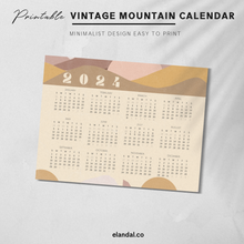 Load image into Gallery viewer, 2024 Printable Vintage Illustrated Mountains Landscape Calendar