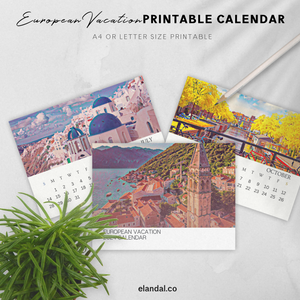 2024 Printable Europe Illustrated Calendar