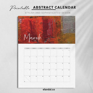 2024 Abstract Art Printable Vertical Monthly Calendar with Task List and Notes