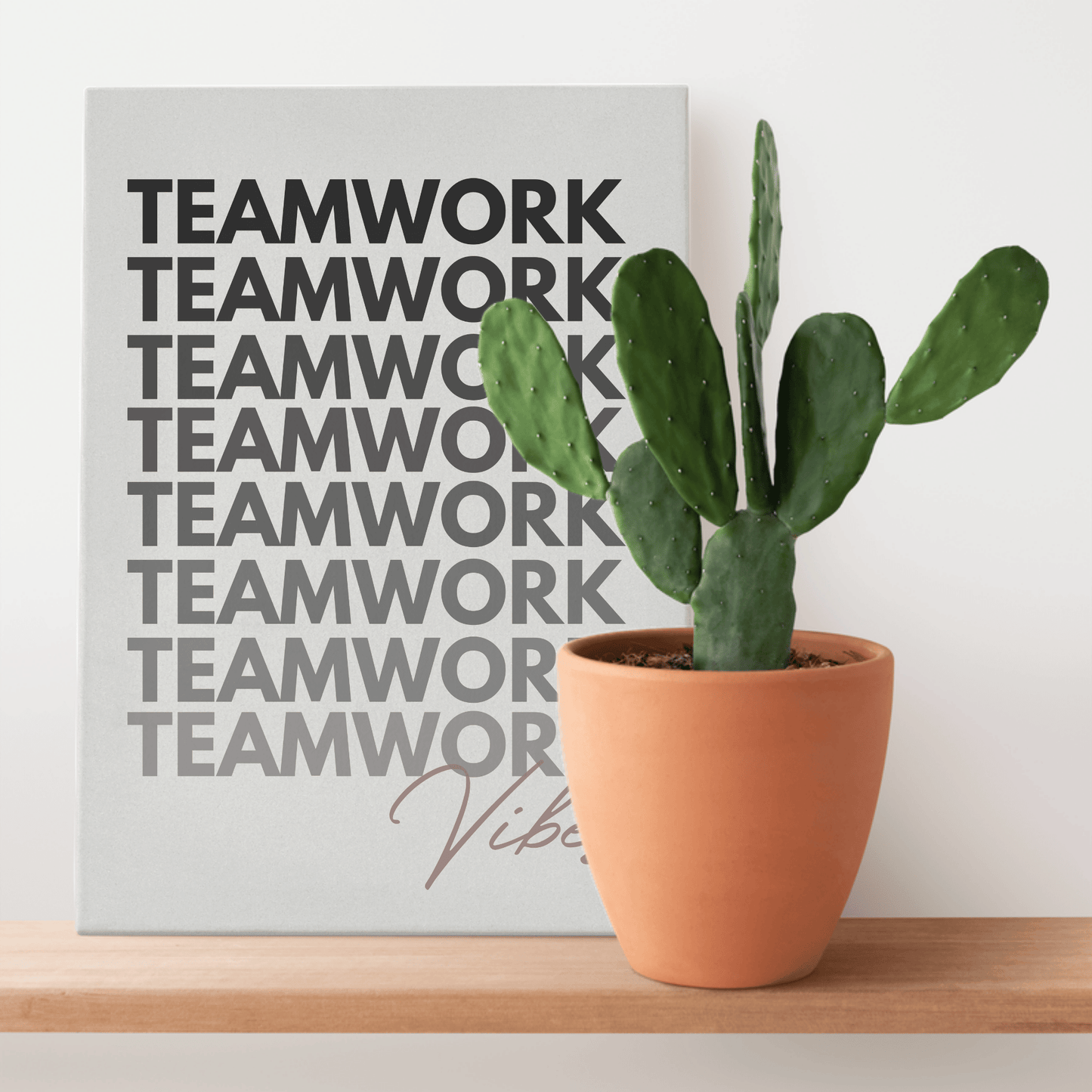 Lienzo con impresiones de Teamwork Vibes para oficinas, cubículos y salas de reuniones