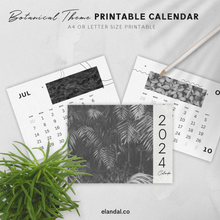 Load image into Gallery viewer, 2024 Printable Black and White Botanical Landscape Calendar