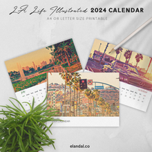 Load image into Gallery viewer, 2024 Printable Los Angeles Illustrated Calendar