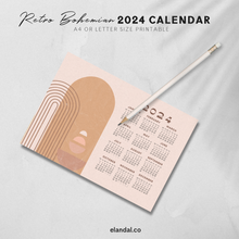 Load image into Gallery viewer, 2024 Printable Retro Bohemian Landscape Poster Calendar