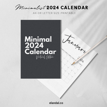 Load image into Gallery viewer, 2024 Printable Minimal Vertical Calendar, Desk 12-Month Calendar, Stylish Office Decor