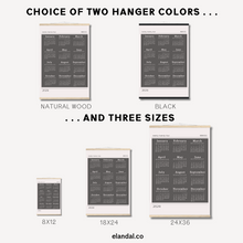 Load image into Gallery viewer, 2024 Slate Grey Poster Calendar - Light Border with Hangers