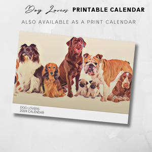 2024 Printable Dog Lovers Illustrated Calendar