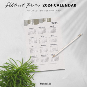 2024 Printable Abstract Minimalist Poster Calendar