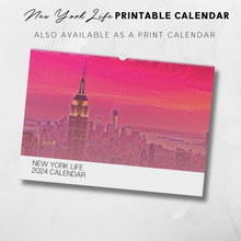 Load image into Gallery viewer, 2024 Printable New York Illustrated Calendar