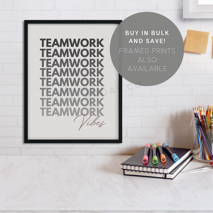 Póster imprimible de trabajo en equipo, decoración de cubículos/oficinas, arte de pared para la oficina, regalo para compañeros de trabajo/jefes, póster de descarga digital, imprimible inspirador