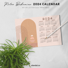 Load image into Gallery viewer, 2024 Printable Retro Bohemian Landscape Poster Calendar