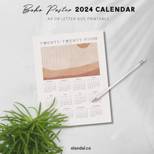 Load image into Gallery viewer, 2024 Printable Boho Poster Calendar