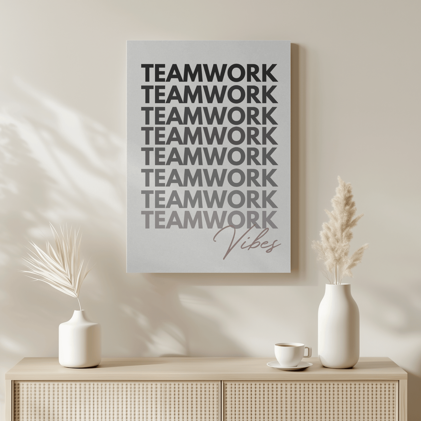 Lienzo con impresiones de Teamwork Vibes para oficinas, cubículos y salas de reuniones