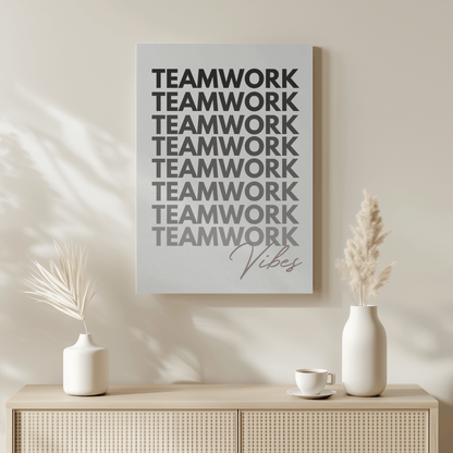 Lienzo con impresiones de Teamwork Vibes para oficinas, cubículos y salas de reuniones