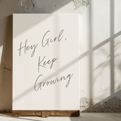 Hey Girl, Keep Growing: Motivational Canvas Artwork for the Workspace