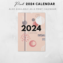 Load image into Gallery viewer, 2024 Printable Pink Abstract Design Calendar