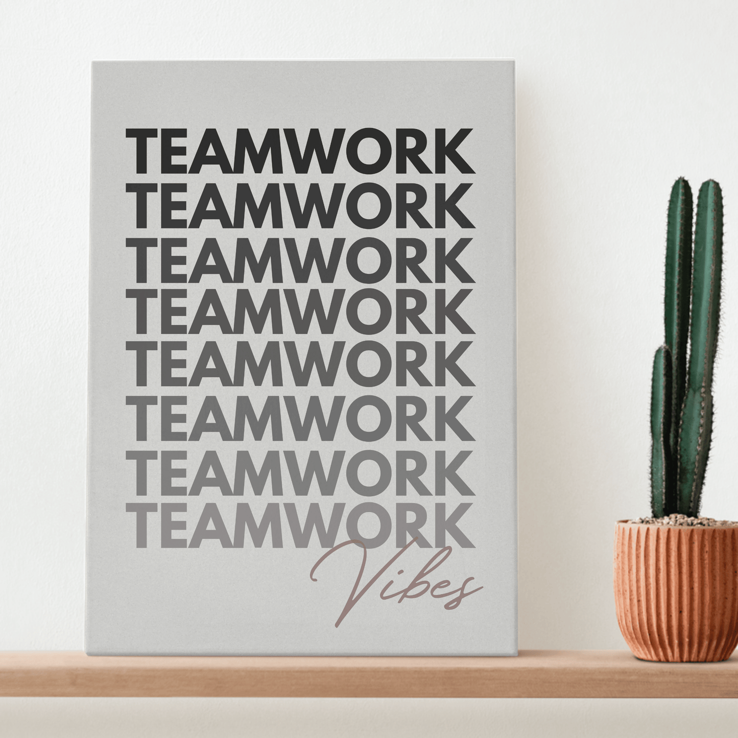 Lienzo con impresiones de Teamwork Vibes para oficinas, cubículos y salas de reuniones