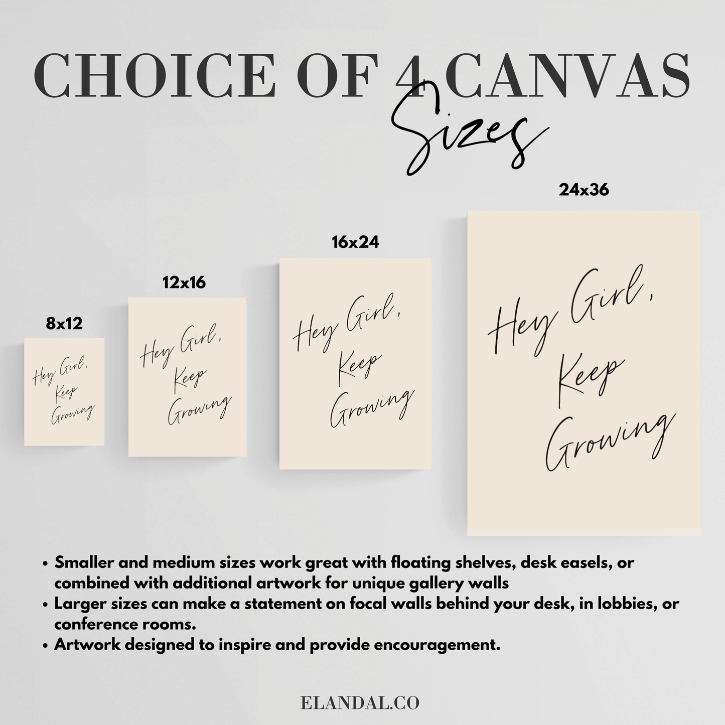 Hey Girl, Keep Growing: Motivational Canvas Artwork for the Workspace