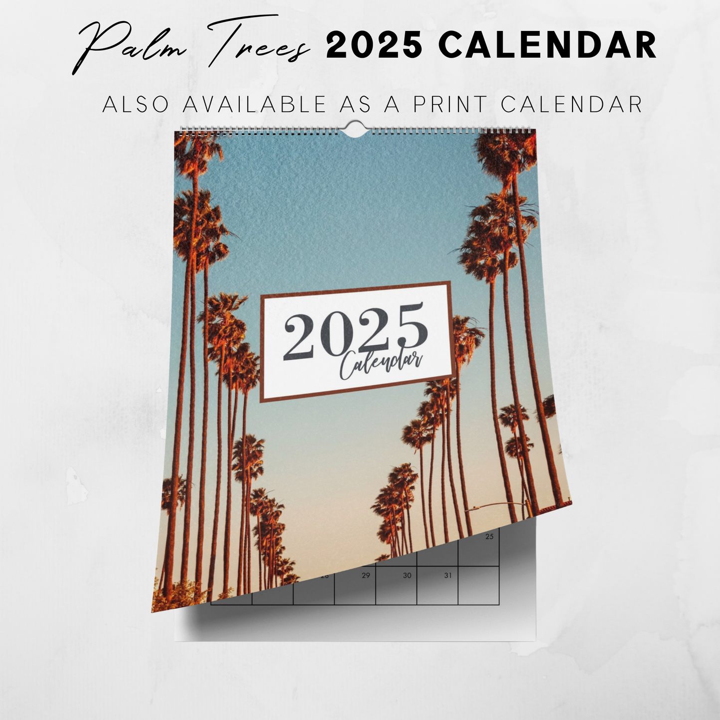 Calendario vertical de palmeras para imprimir en 2025