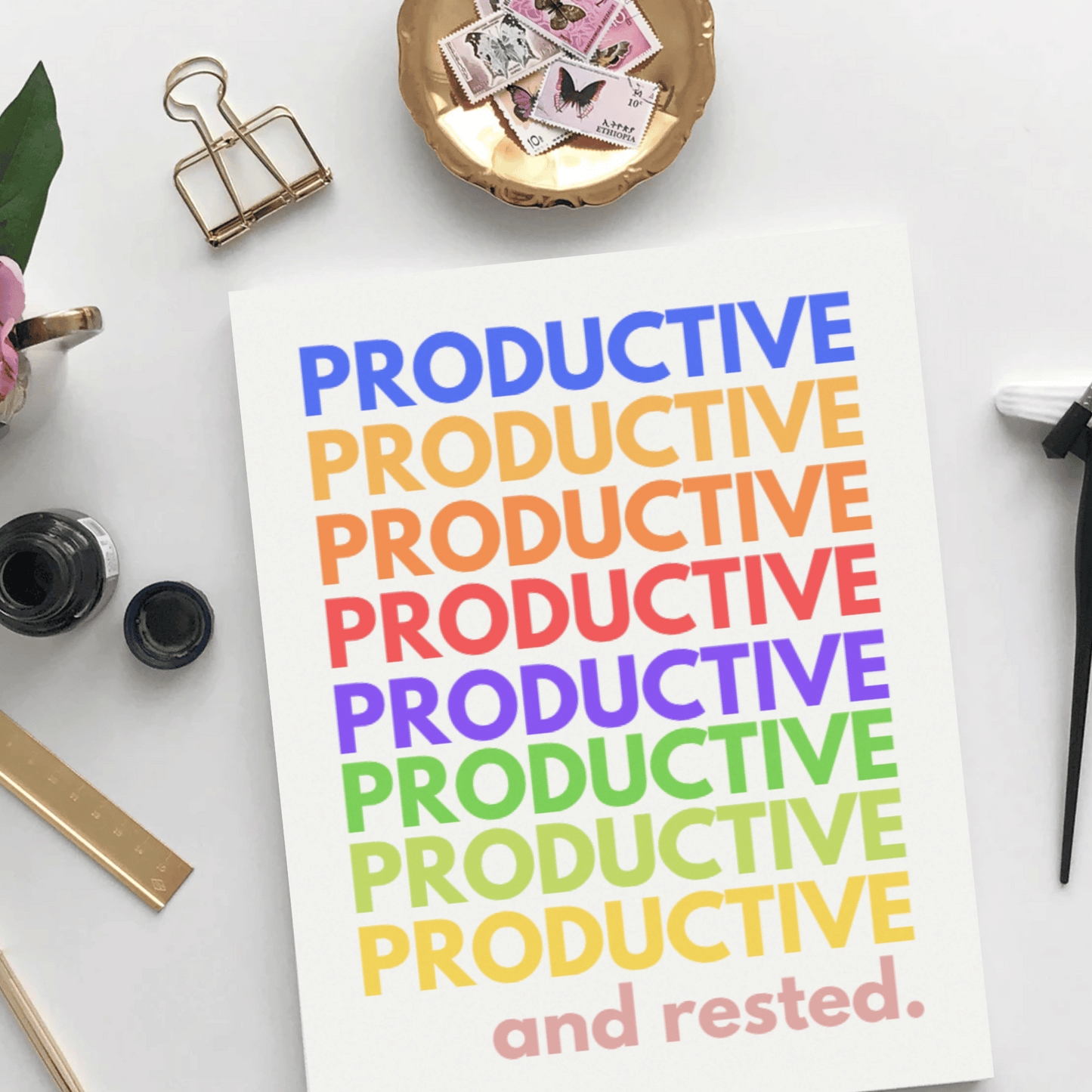 Póster impreso sin marco Productive AF, disponible en 5 tamaños, decoración artística para cubículos de oficina