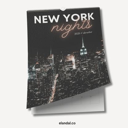Calendario de pared con impresión vertical de las noches de Nueva York de 2025