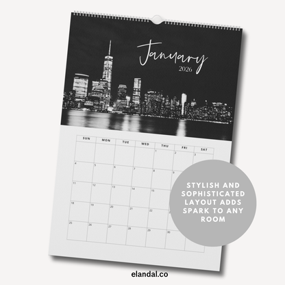 Calendario de pared con impresión vertical de las noches de Nueva York de 2025