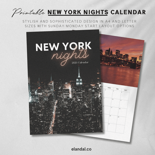 2026 Printable New York City Nights Calendar