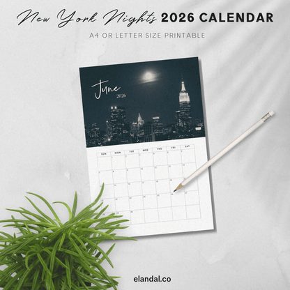 2026 Printable New York City Nights Calendar