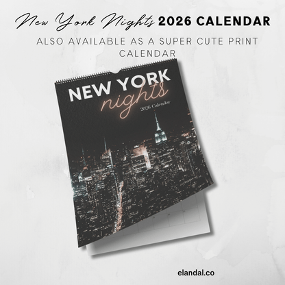 2026 Printable New York City Nights Calendar