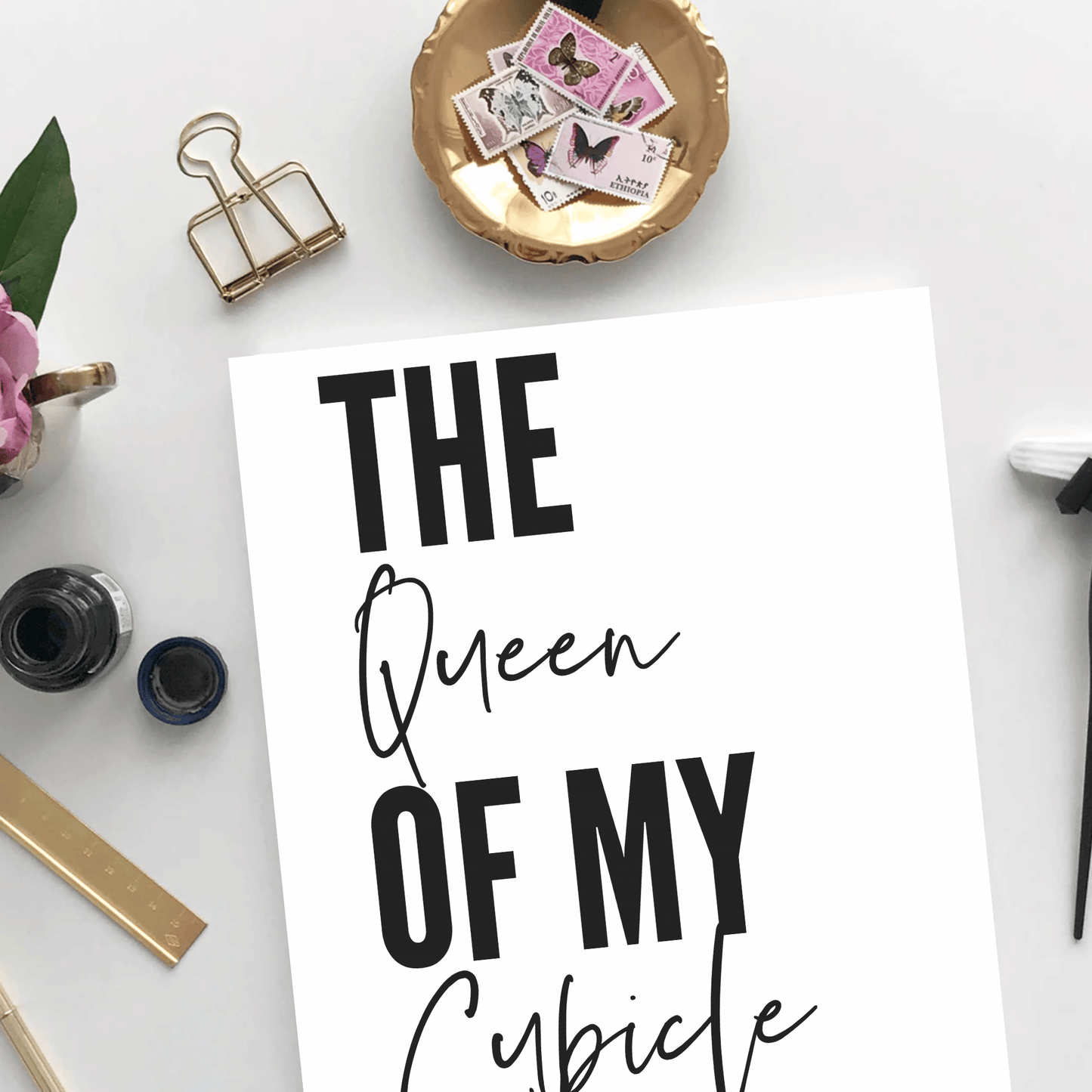 Queen of My Cubicle: Unframed Artwork for Workspace