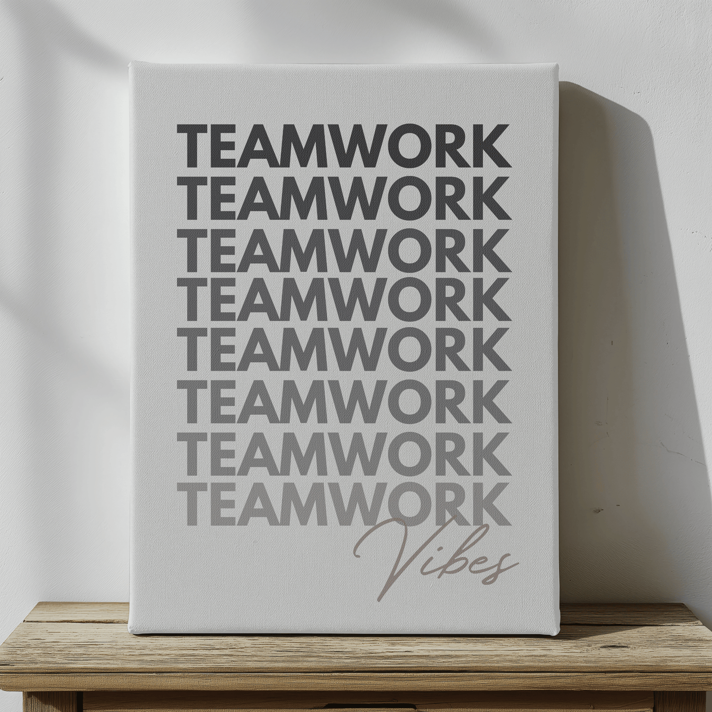 Lienzo con impresiones de Teamwork Vibes para oficinas, cubículos y salas de reuniones
