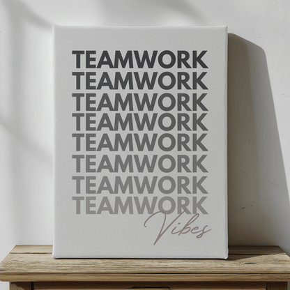 Lienzo con impresiones de Teamwork Vibes para oficinas, cubículos y salas de reuniones