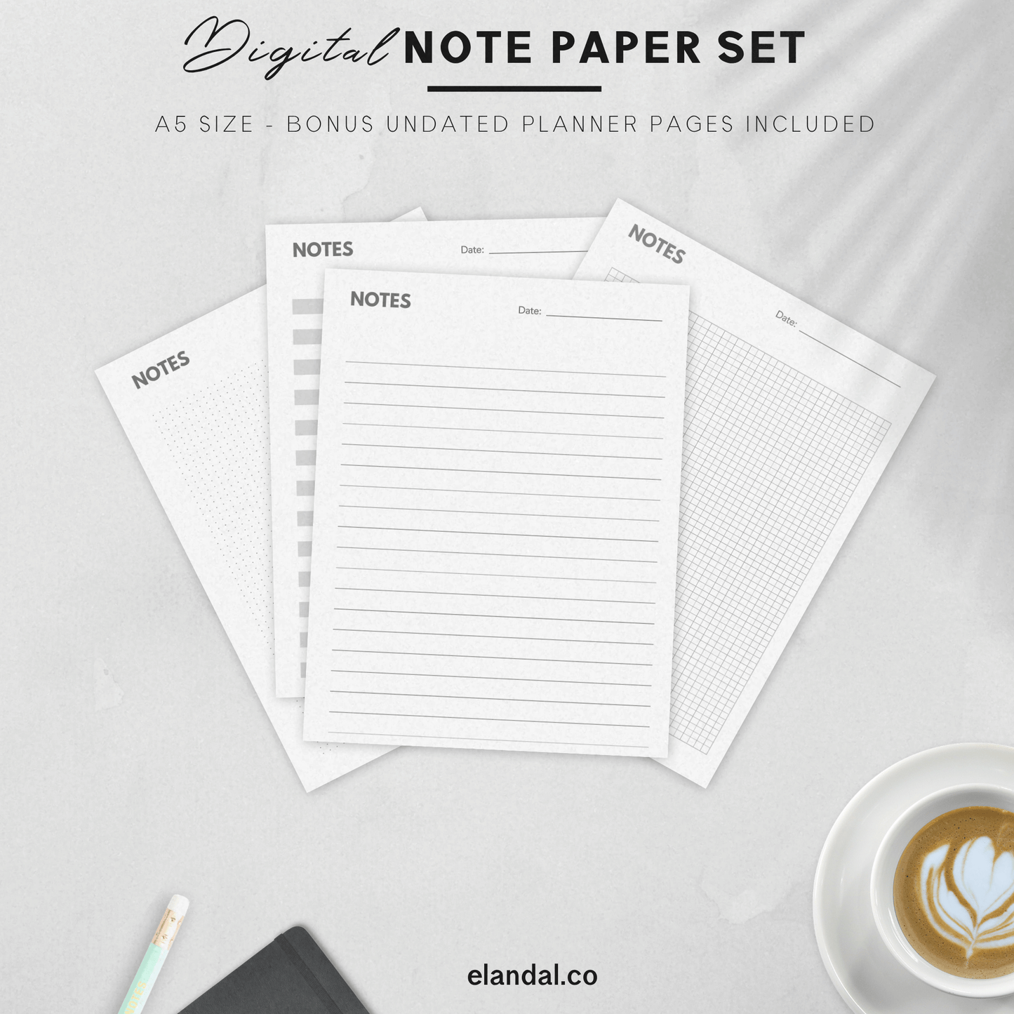 Insertos de papel para notas imprimibles tamaño A5