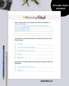 Morning Refresh Sheet: Self-Care Daily Planner Insert | Gratitude Journal | Task and To-Do List