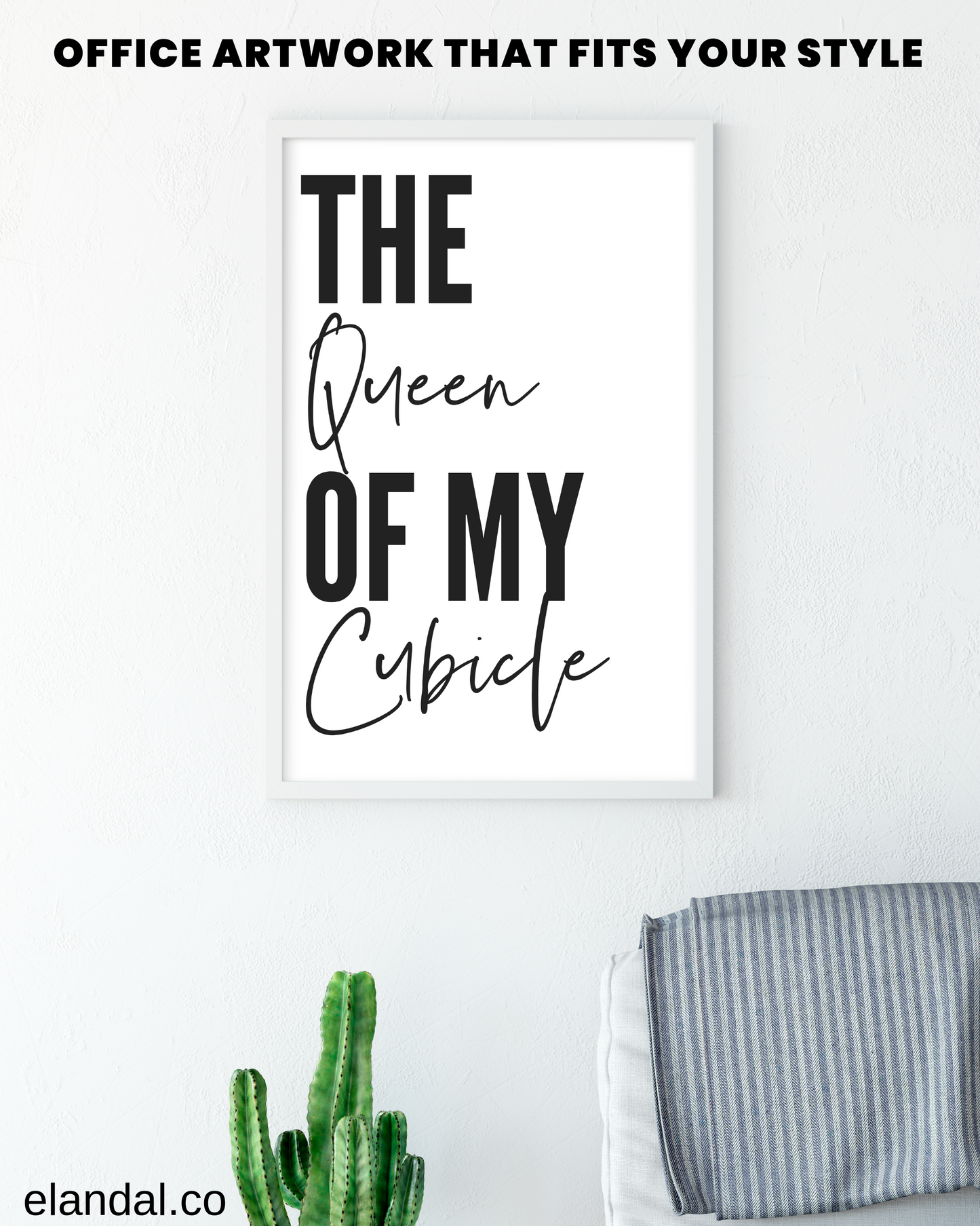 Decoración de pared de oficina imprimible con la frase "Reina de mi cubículo" | Póster con cita minimalista | Arte divertido para la oficina | Póster para descargar digitalmente | Regalo para ella como compañera de trabajo
