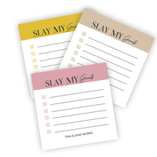 Load image into Gallery viewer, Slay My Goals Personalized Sticky Notes, Motivational To-Do List 3x3 in Assorted Color Mini Notepads