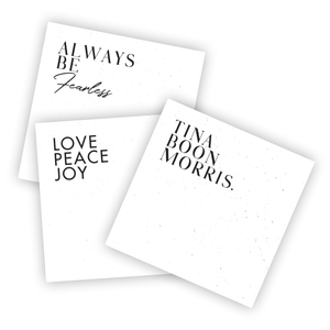 Minimalist Personalized Text Sticky Notes, 3x3 inch Adhesive notepads in Variety of Text Styles