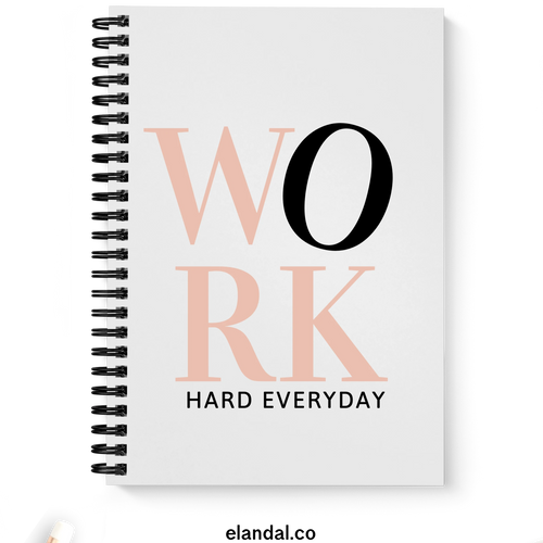 Work Hard Everyday Notebook, Cute Spiral Notebook for the Office