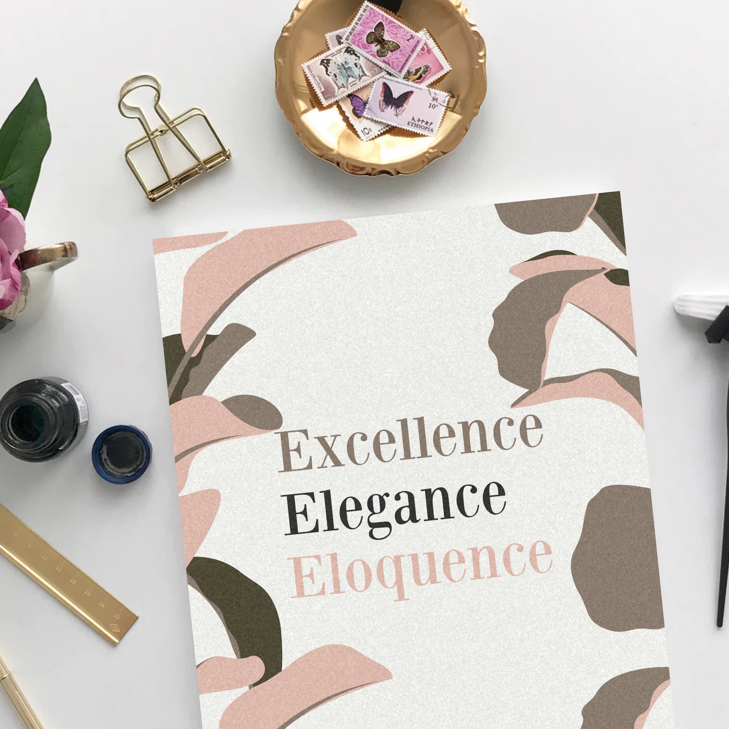 Excellence, Elegance, Eloquence Unframed Print Poster, Available in 5 Sizes, Cubicle Office Art Decor