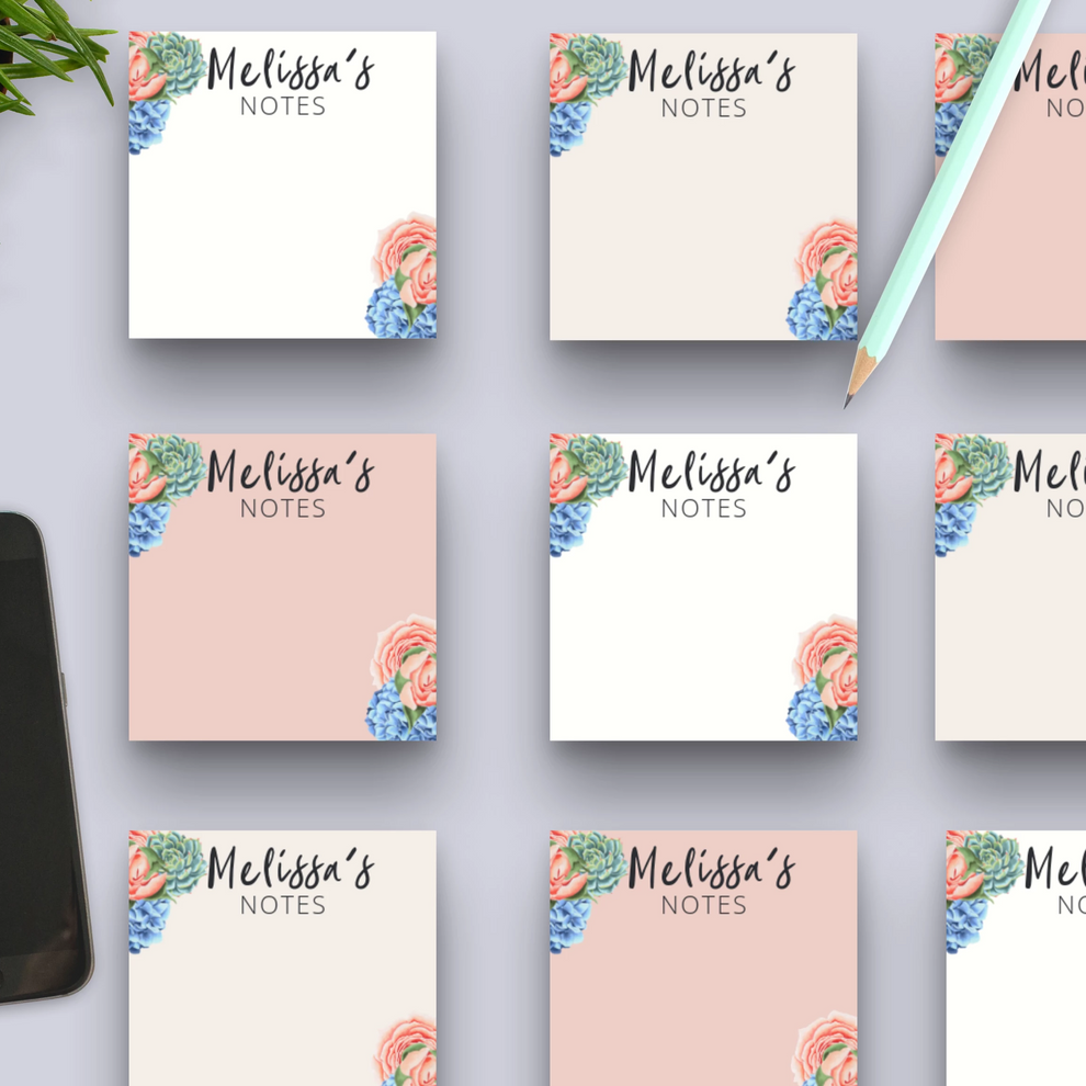 Personalized Floral Sticky Note Pads | Custom Stationery for the Offic ...