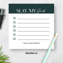 Load image into Gallery viewer, Slay My Goals Personalized Sticky Notes, Motivational To-Do List 3x3 in Assorted Color Mini Notepads