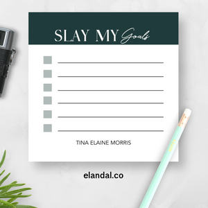 Slay My Goals Personalized Sticky Notes/ 3x3 in Assorted Colors Adhesive Notes