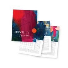 Load image into Gallery viewer, Undated Abstract Art Printable Vertical Monthly Calendar with Task List and Notes
