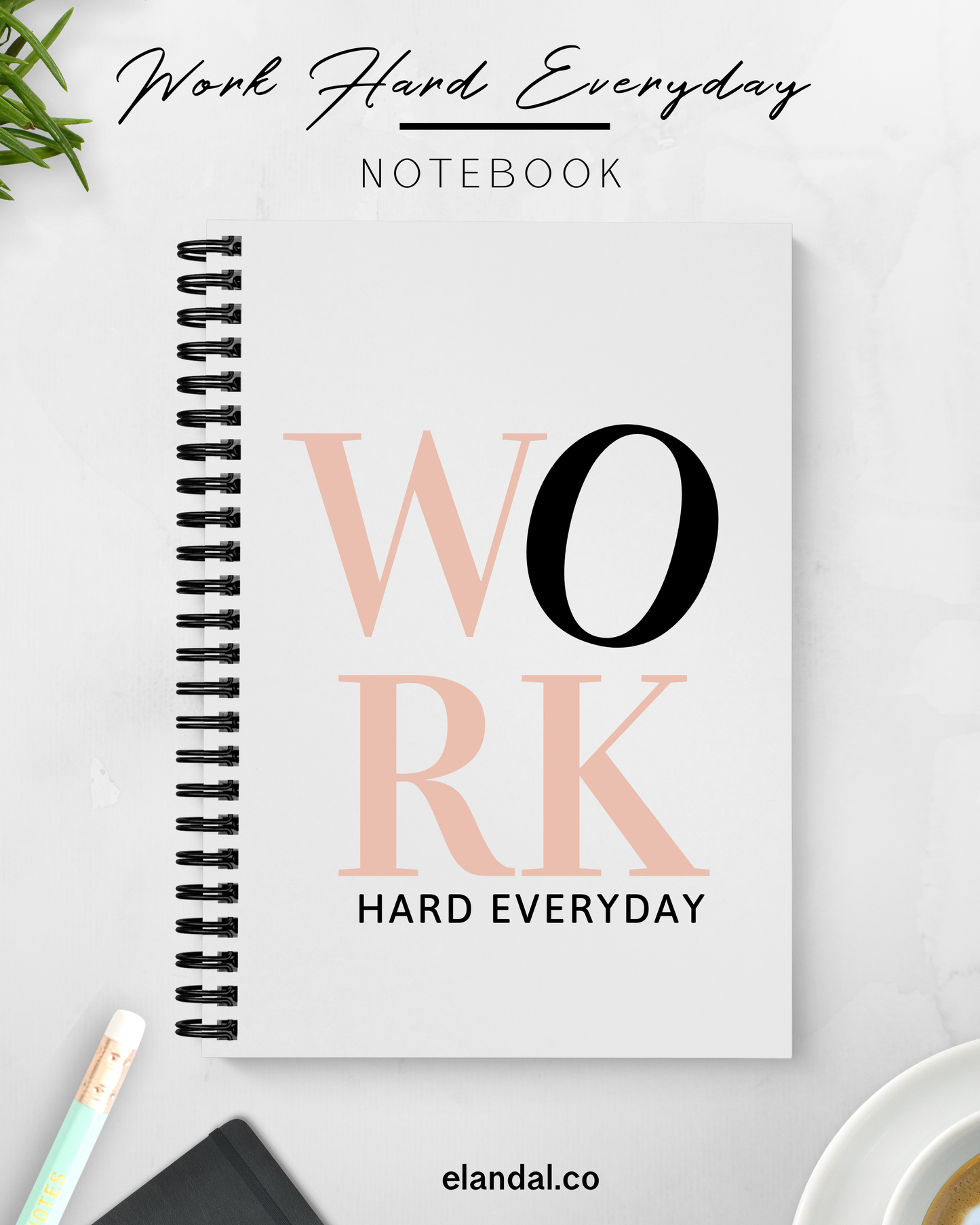 Cuaderno de trabajo duro para todos los días, bonito cuaderno de espiral para la oficina