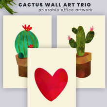 Load image into Gallery viewer, Printable Cactus Wall Art | Boho Home Office Decor for Cacti Lovers | Succulent Art Gift | Set of Three A4 Letter and Poster Sizes Included